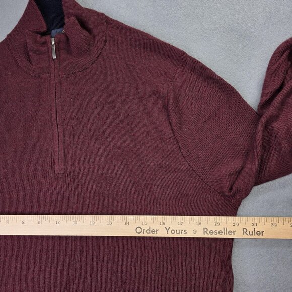 Brooks Brothers Sweater Mens Medium Maroon X Fine Merino Wool Half Zip Pullover - Picture 7 of 11